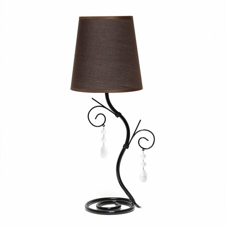 CREEKWOOD HOME Priva 19in Contemporary Metal Winding Ivy Table Desk Lamp with Brown Fabric Shade CWT-2006-BW